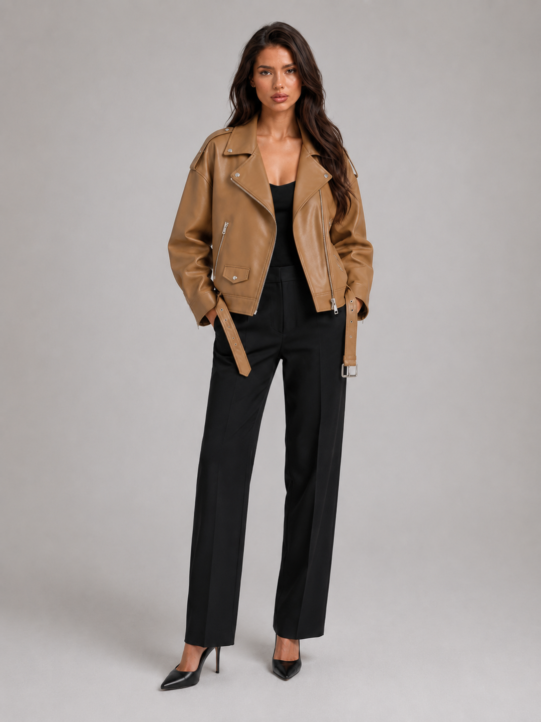 Chaqueta Biker Oversize Efecto Piel