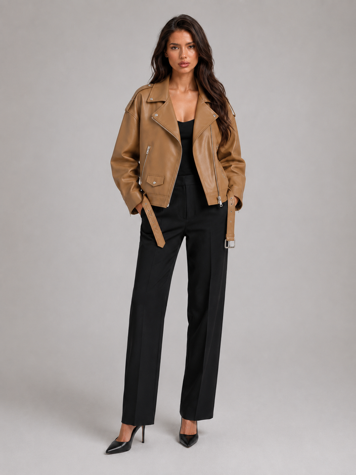Chaqueta Biker Oversize Efecto Piel