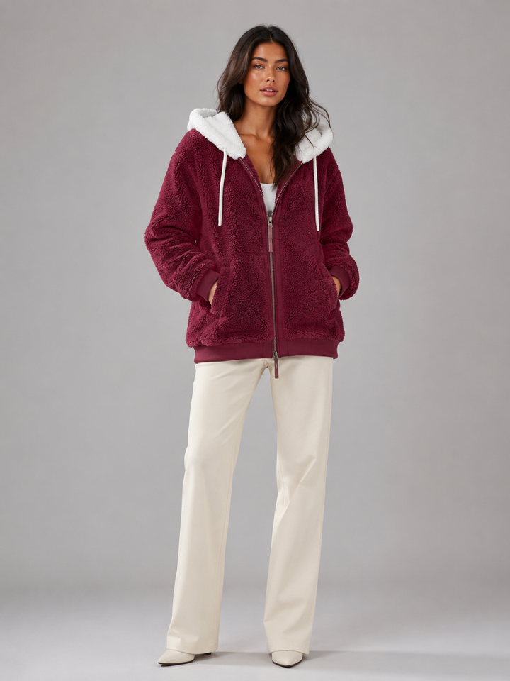 Chaqueta sherpa oversize con capucha