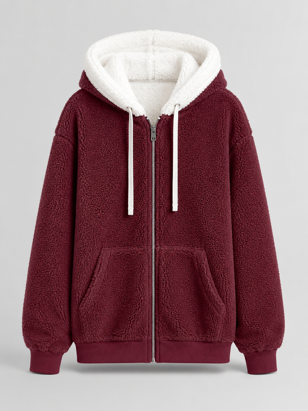 Chaqueta sherpa oversize con capucha