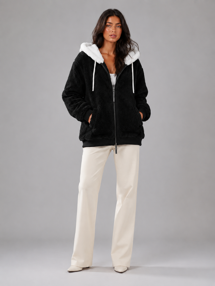 Chaqueta sherpa oversize con capucha