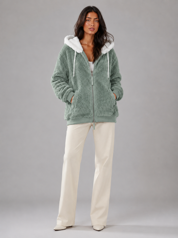 Chaqueta sherpa oversize con capucha