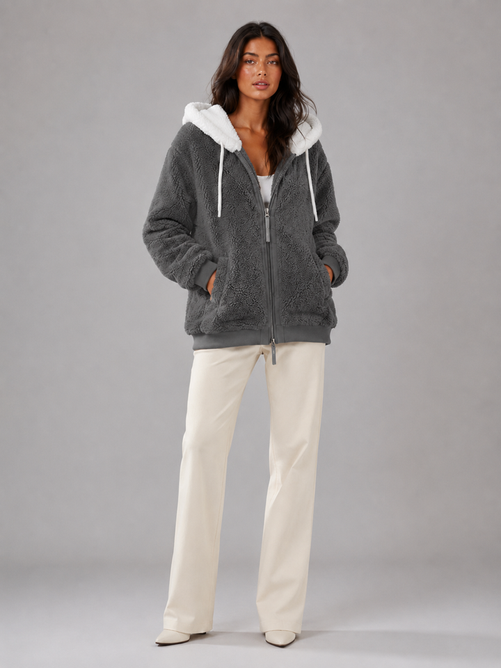 Chaqueta sherpa oversize con capucha