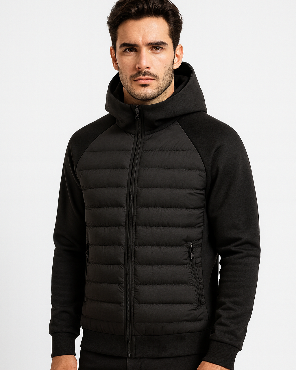 Chaqueta softshell acolchada con capucha