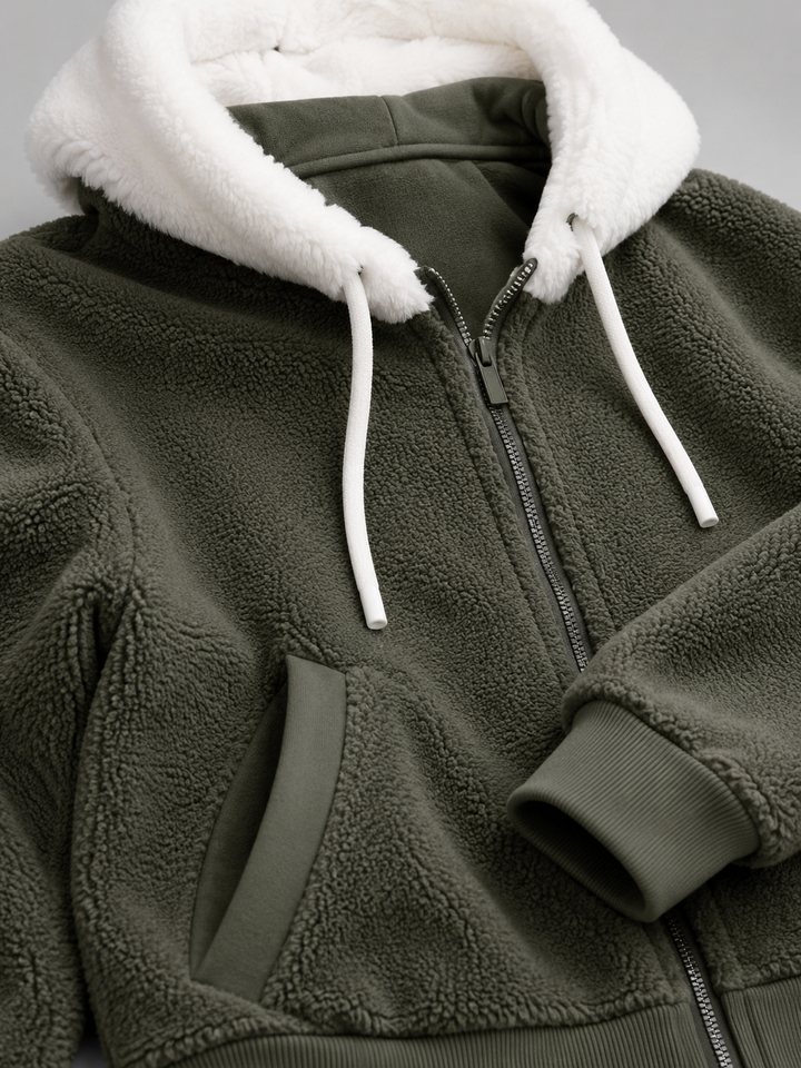 Chaqueta sherpa oversize con capucha