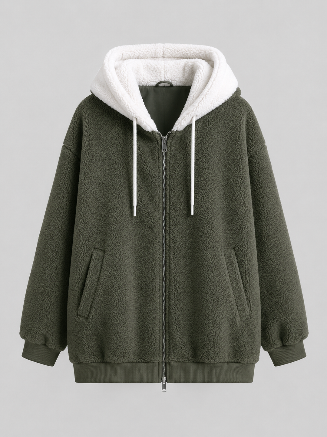Chaqueta sherpa oversize con capucha