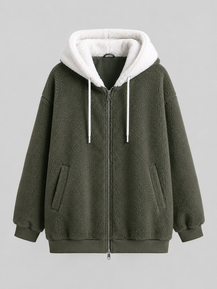 Chaqueta sherpa oversize con capucha