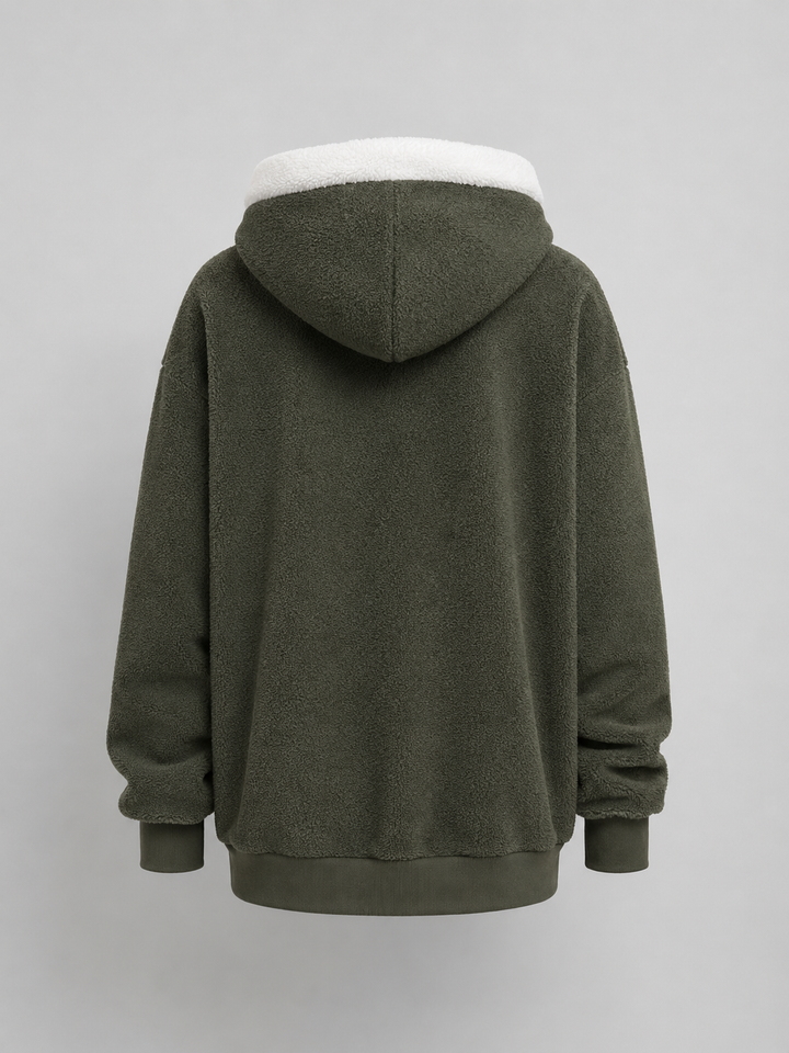Chaqueta sherpa oversize con capucha