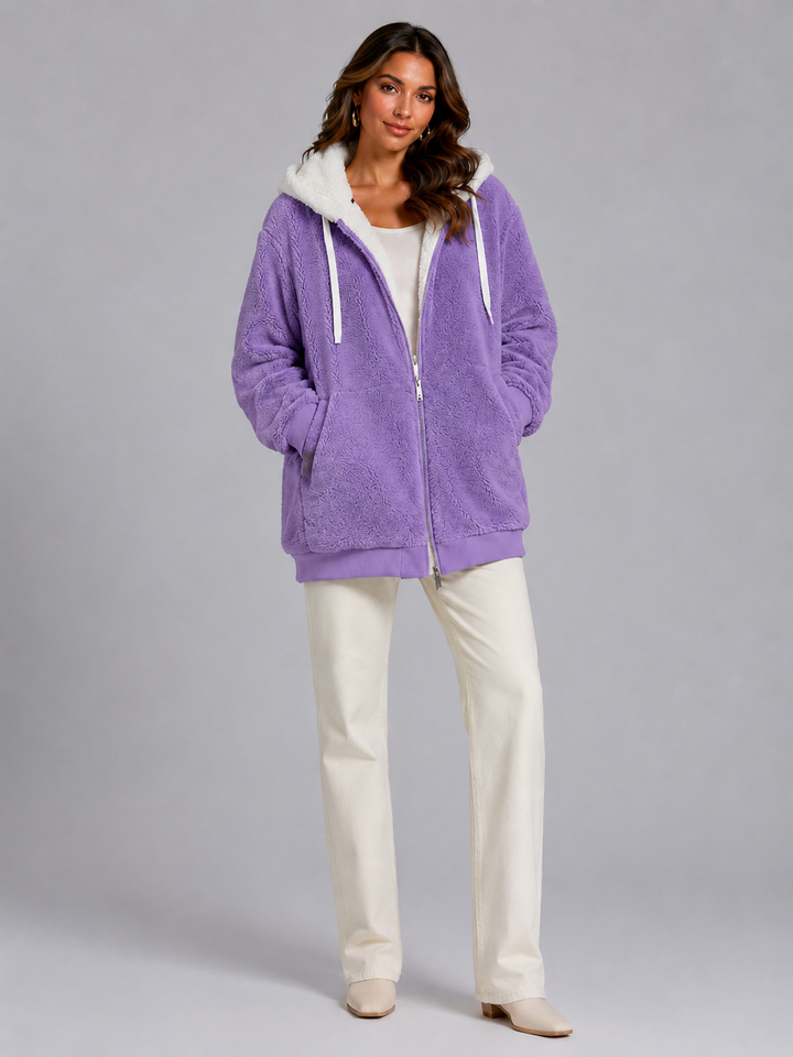 Chaqueta sherpa oversize con capucha