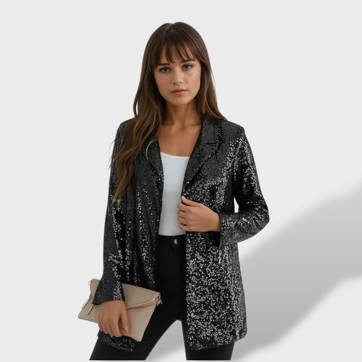 Lucía™ | Blazer de lentejuelas para mujer con frente abierta