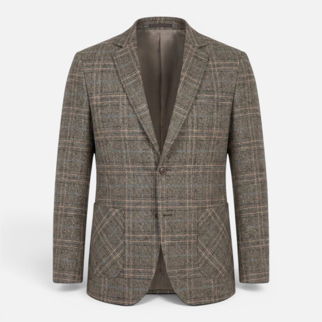 Blazer entallado de cuadros elegante