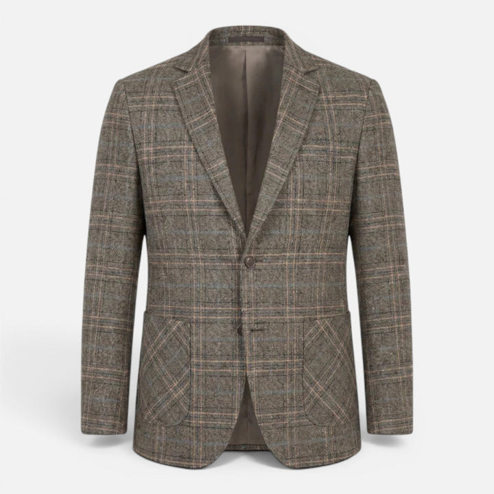 Blazer entallado de cuadros elegante