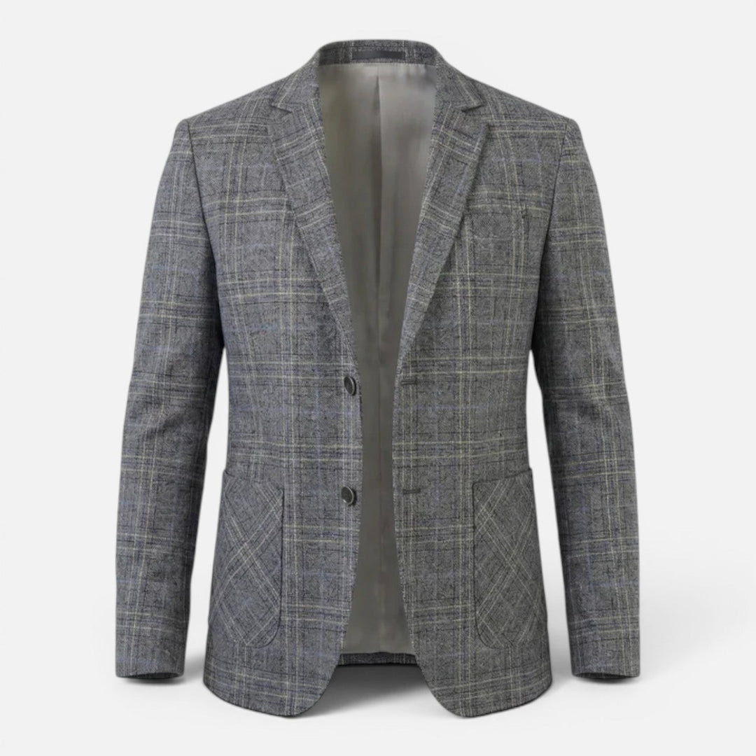 Blazer entallado de cuadros elegante