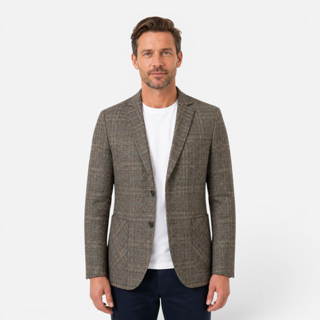 Blazer entallado de cuadros elegante