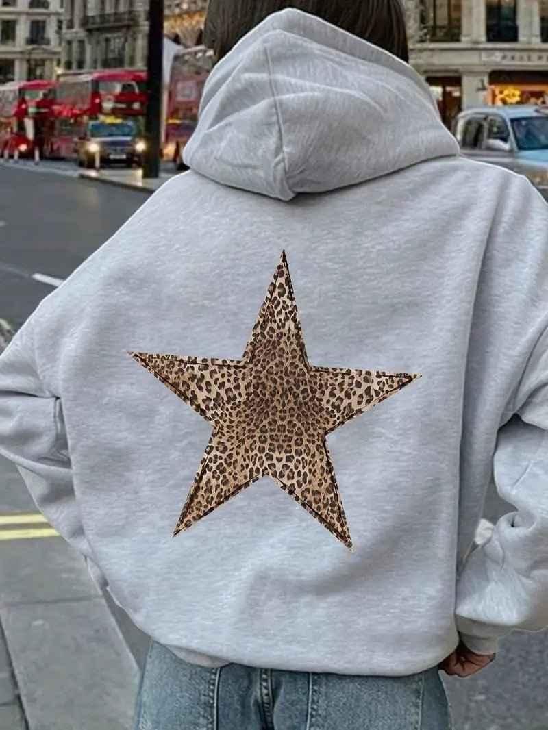 Sudadera amplia con estrella animal