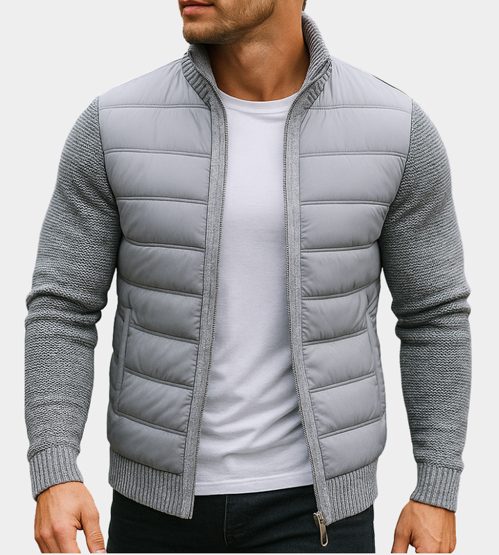 Chaqueta masculina acolchada mangas punto