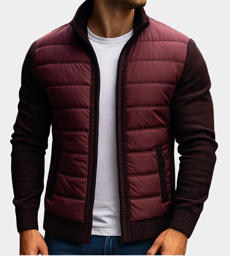 Chaqueta masculina acolchada mangas punto
