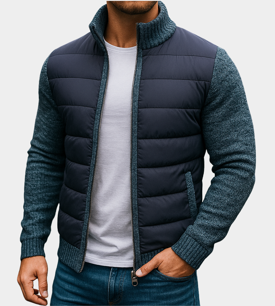 Chaqueta masculina acolchada mangas punto