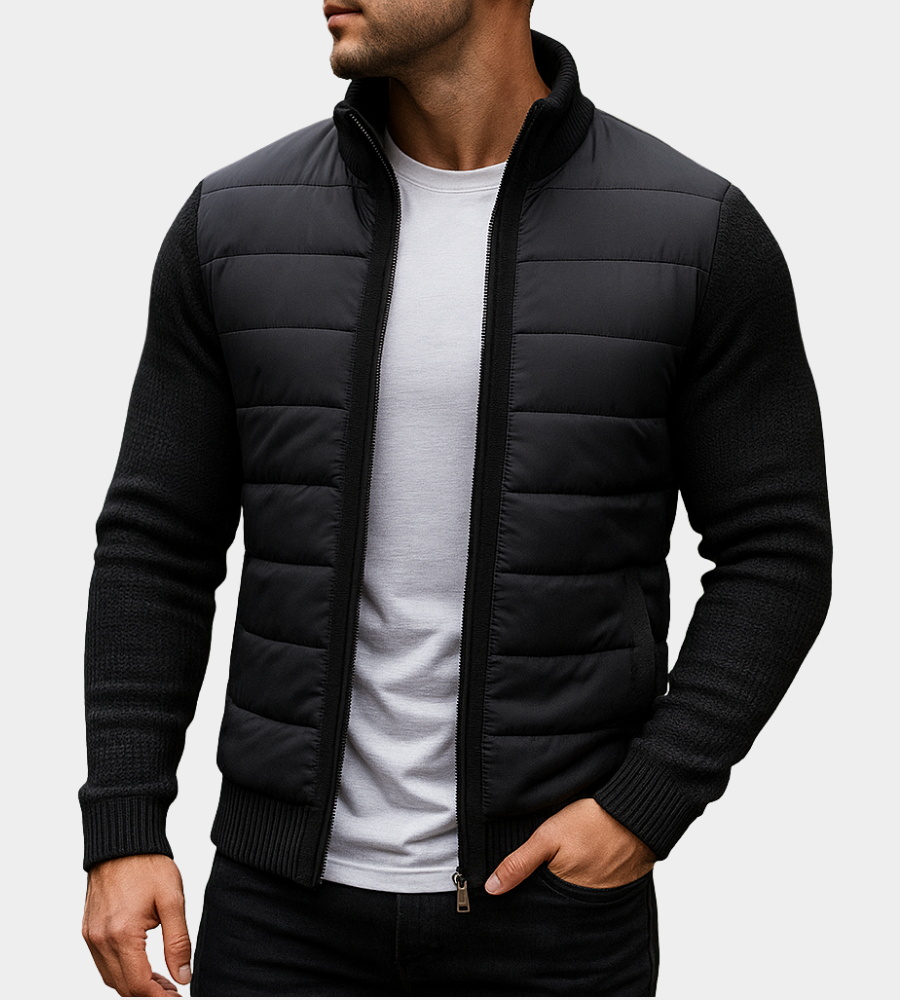 Chaqueta masculina acolchada mangas punto