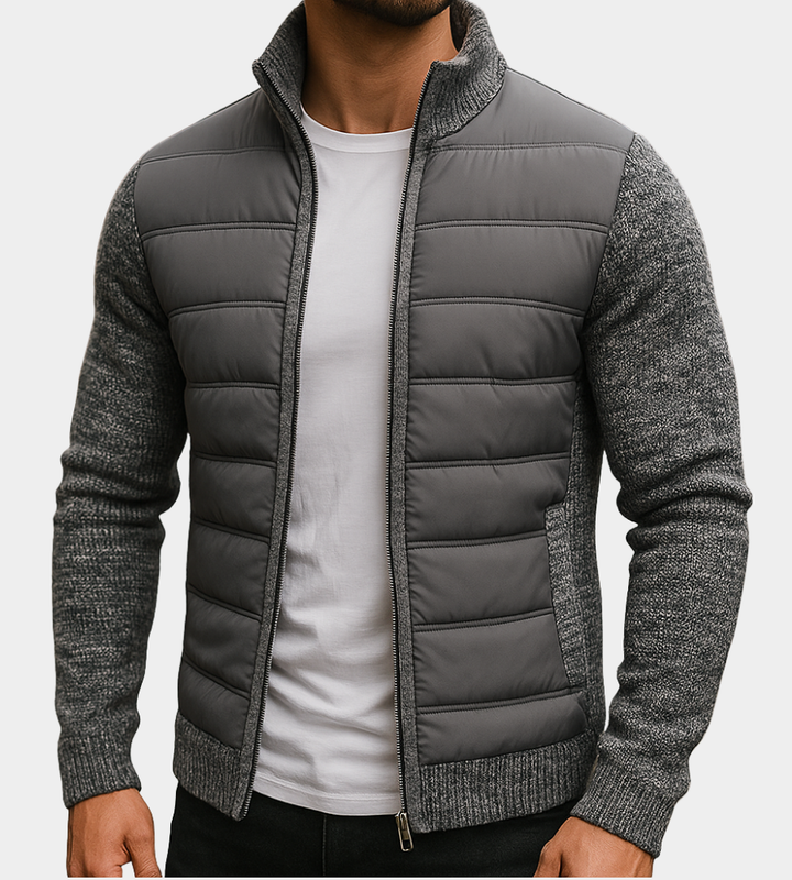 Chaqueta masculina acolchada mangas punto
