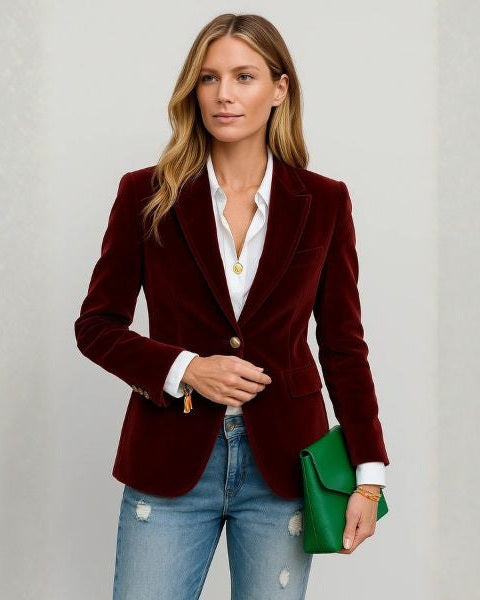 Blazer de terciopelo con un botón