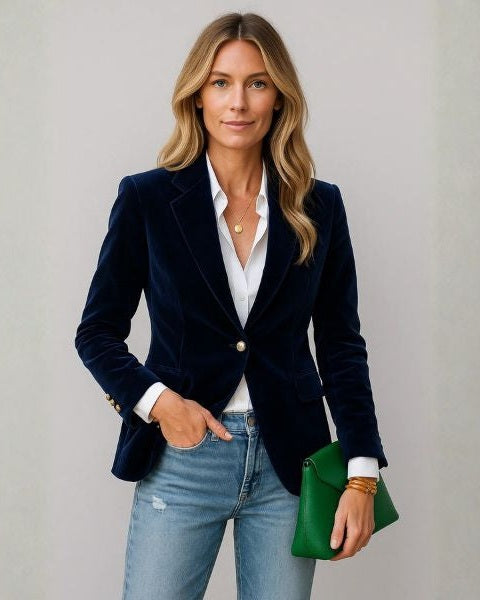 Blazer de terciopelo con un botón