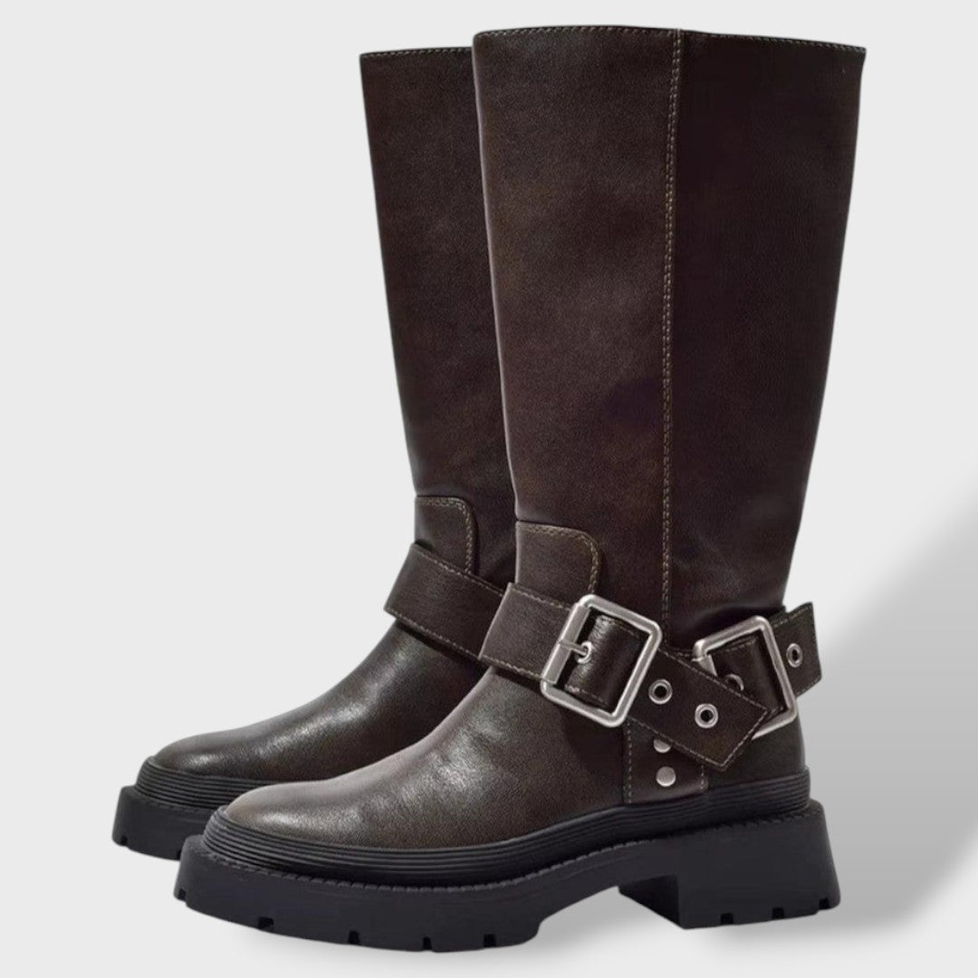 Botas Cowboy Altas Planas con Hebilla