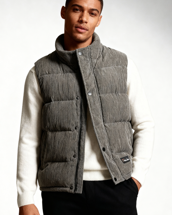 Chaleco acolchado de pana masculino