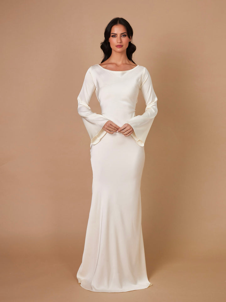 Vestido satén largo femenino
