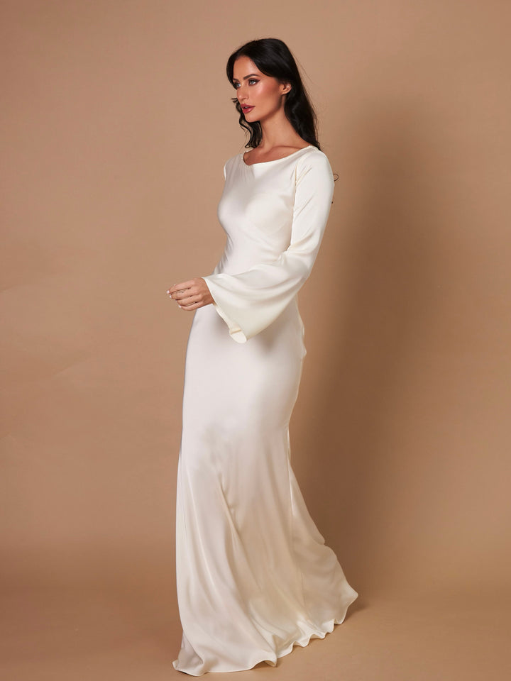 Vestido satén largo femenino
