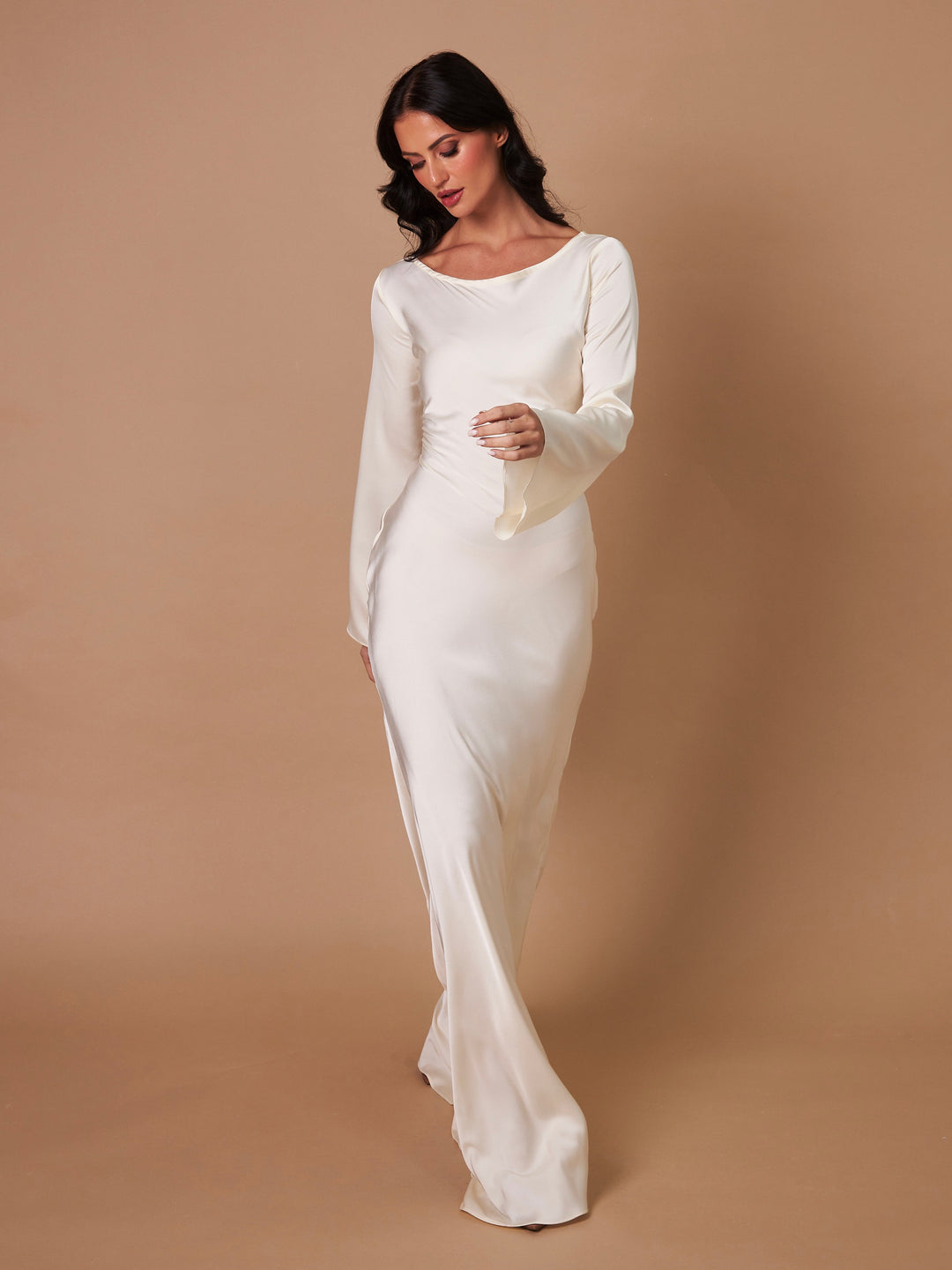 Vestido satén largo femenino