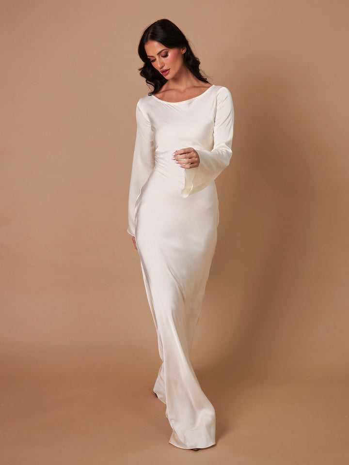 Vestido satén largo femenino
