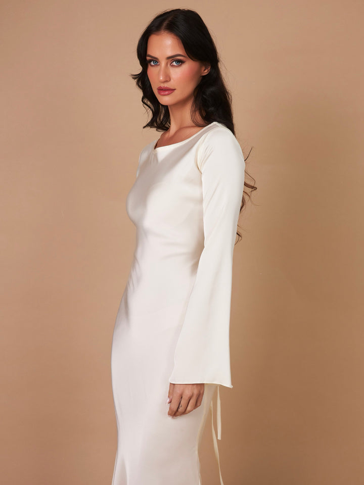 Vestido satén largo femenino