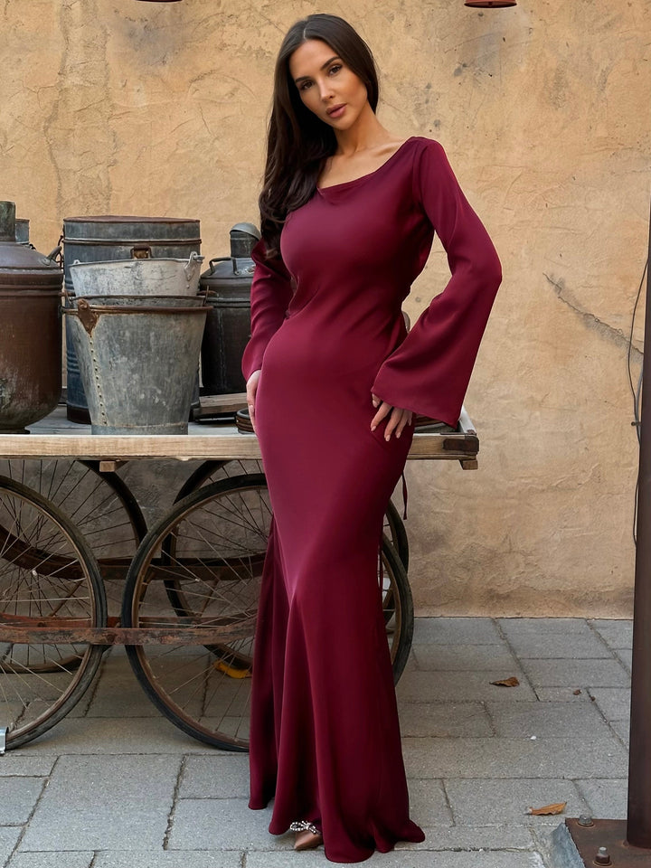 Vestido satén largo femenino