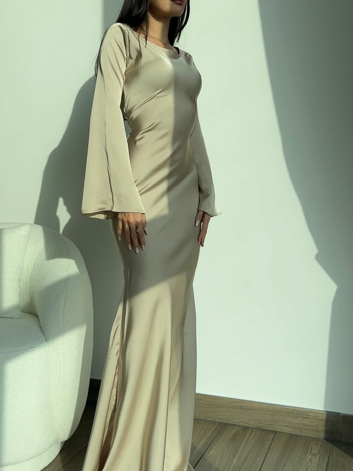 Vestido satén largo femenino