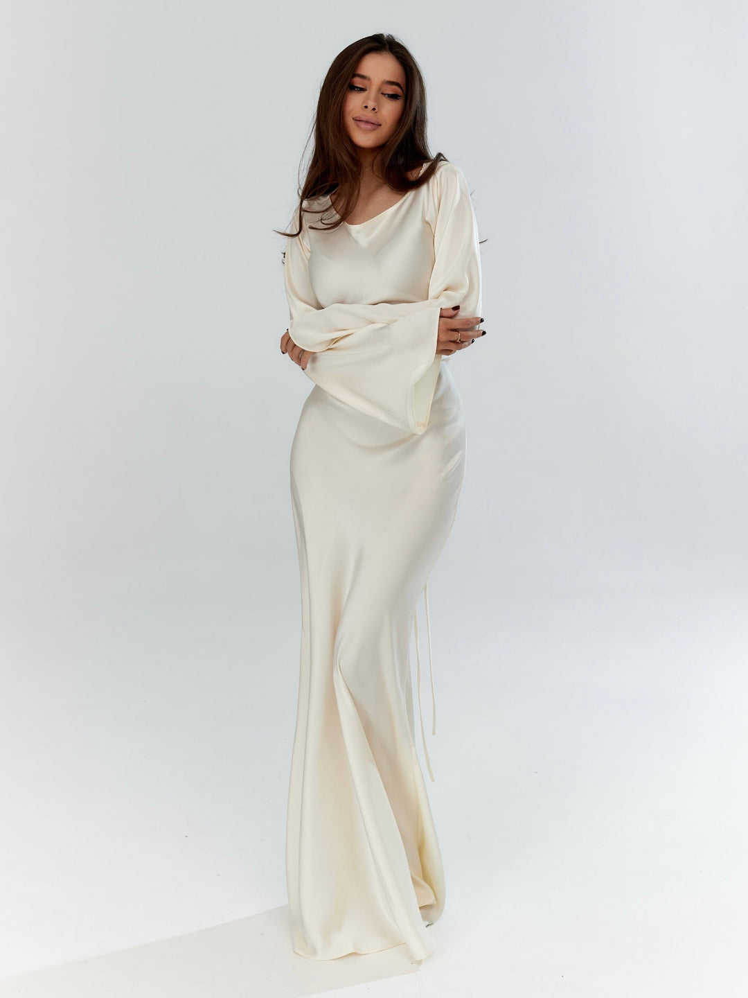 Vestido satén largo femenino