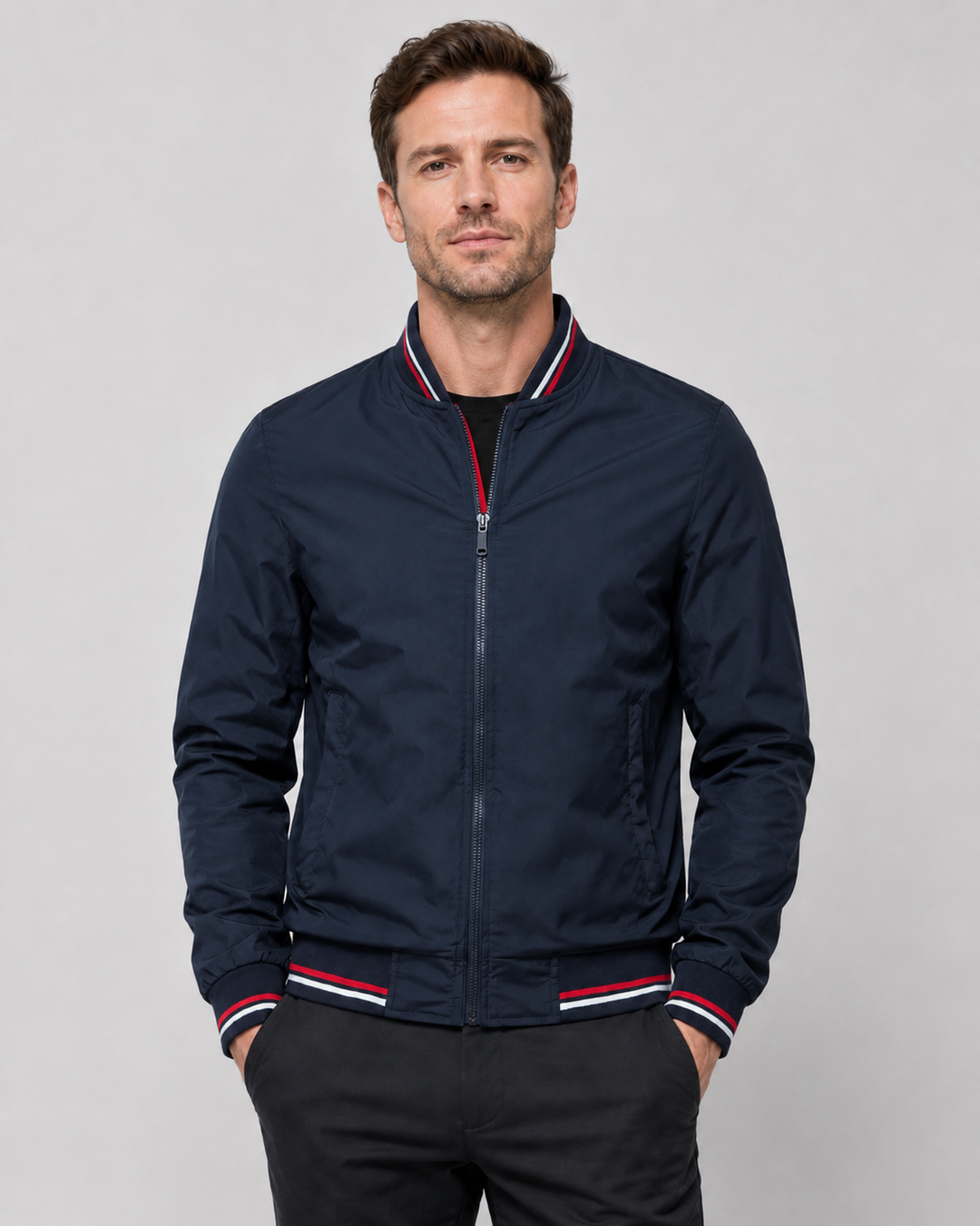 Chaqueta Bomber Clásica con Ribetes