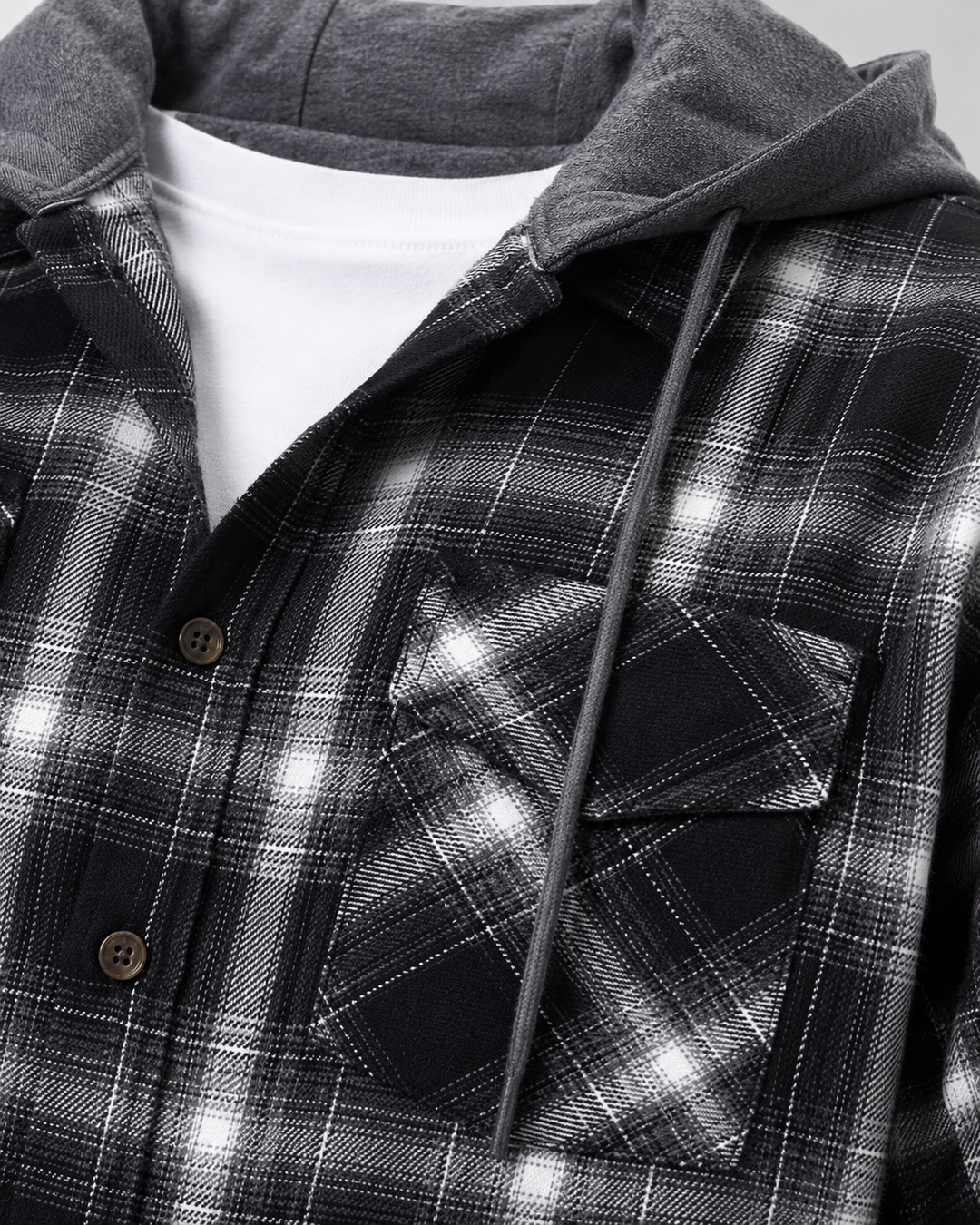Camisa Chaqueta de Cuadros con Capucha