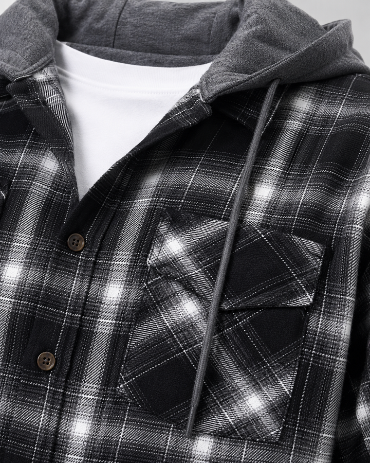 Camisa Chaqueta de Cuadros con Capucha