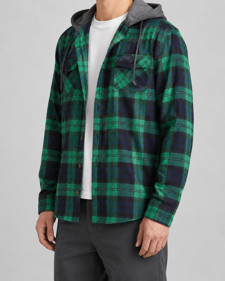 Camisa Chaqueta de Cuadros con Capucha