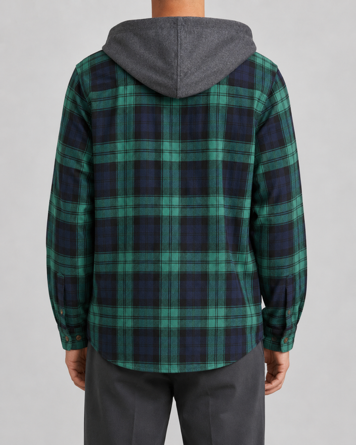Camisa Chaqueta de Cuadros con Capucha