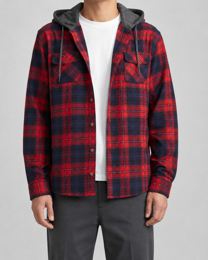 Camisa Chaqueta de Cuadros con Capucha