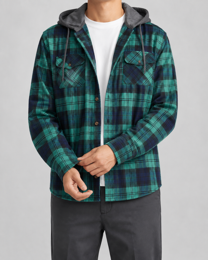 Camisa Chaqueta de Cuadros con Capucha