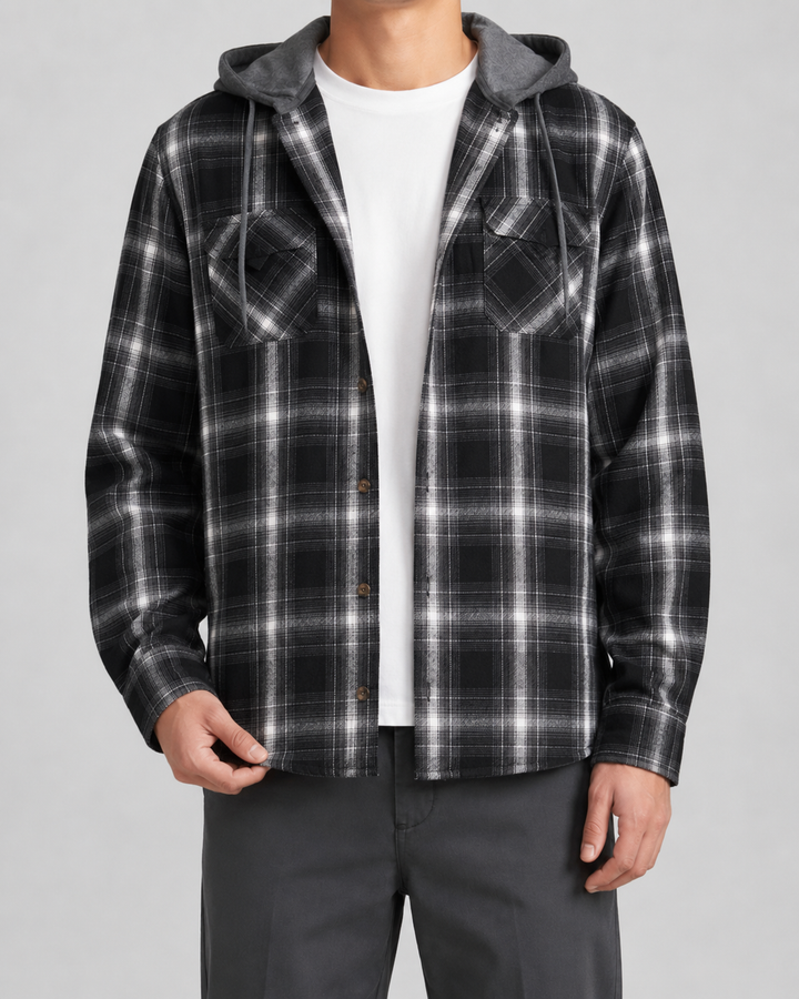 Camisa Chaqueta de Cuadros con Capucha