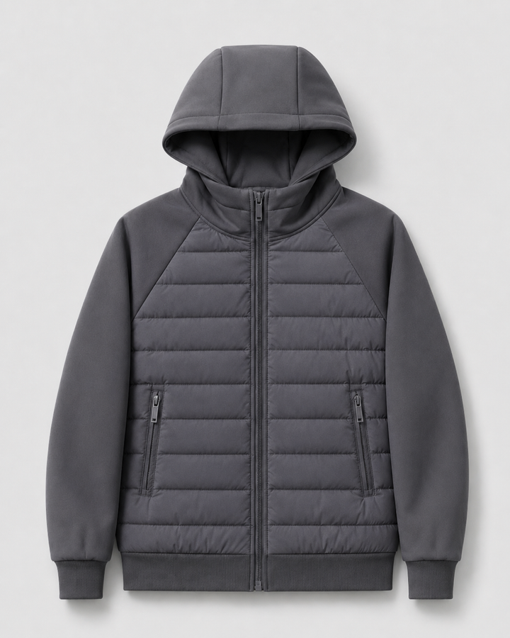 Chaqueta híbrida acolchada con capucha