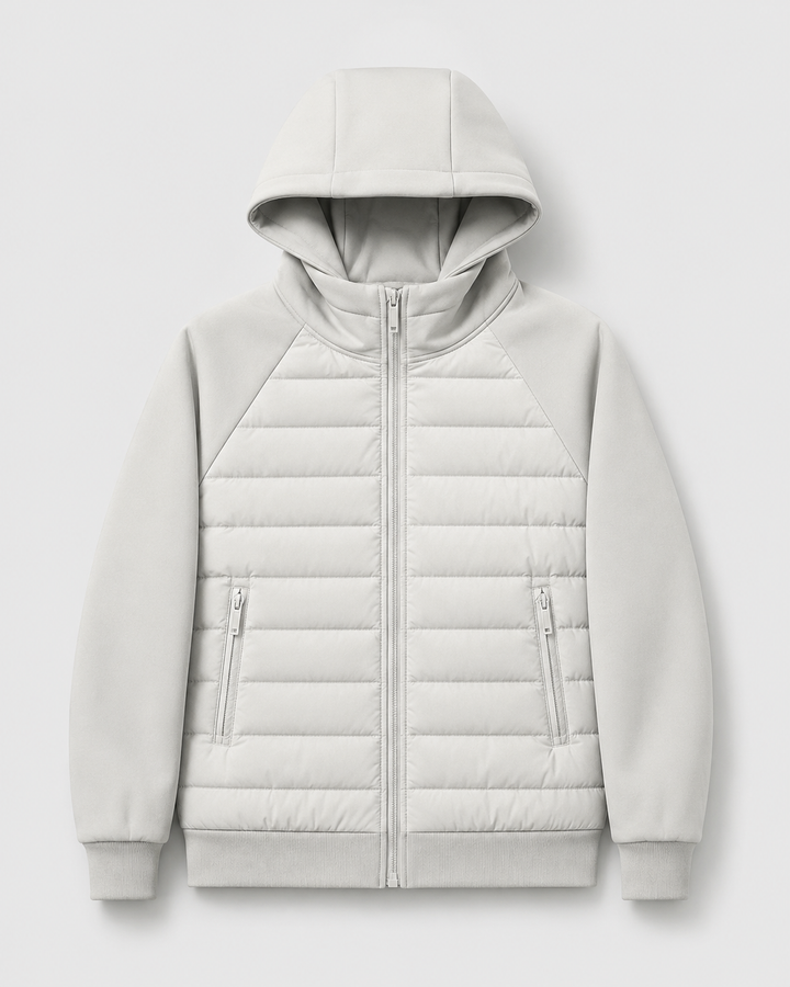 Chaqueta híbrida acolchada con capucha