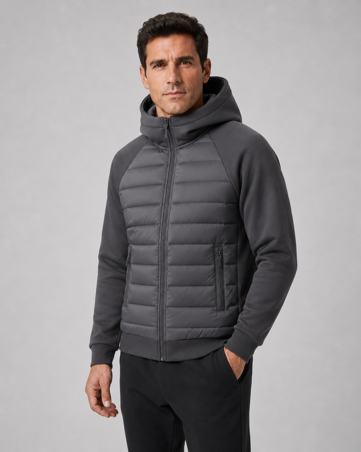 Chaqueta híbrida acolchada con capucha