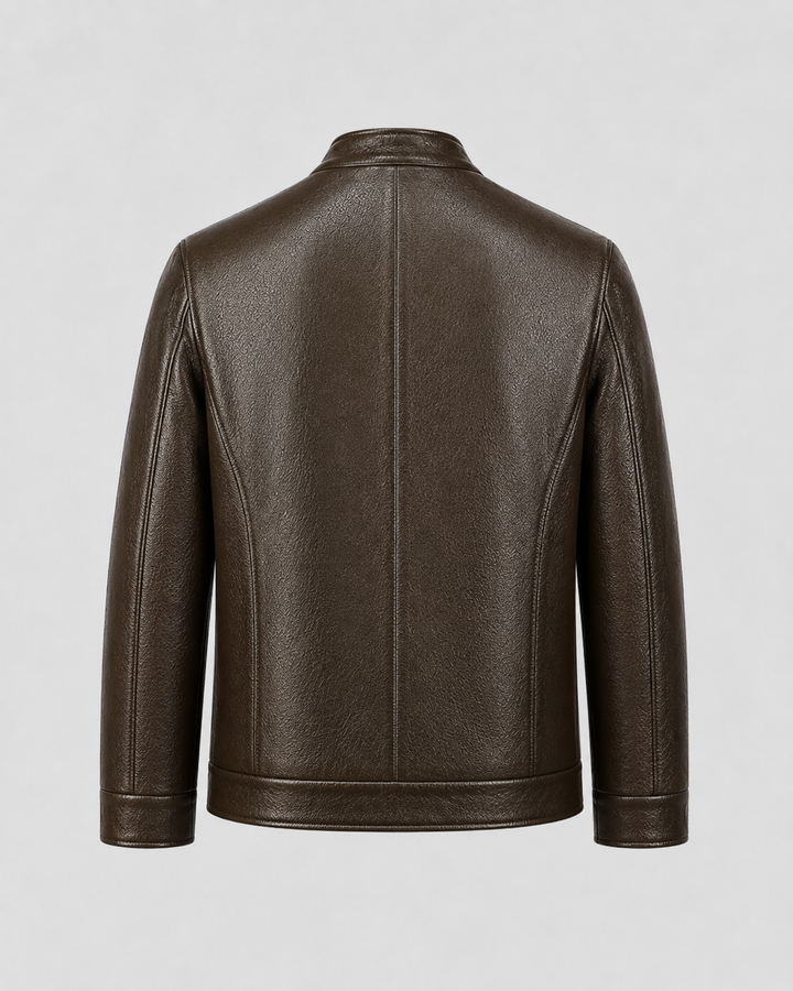 Chaqueta efecto piel hombre cuello alto