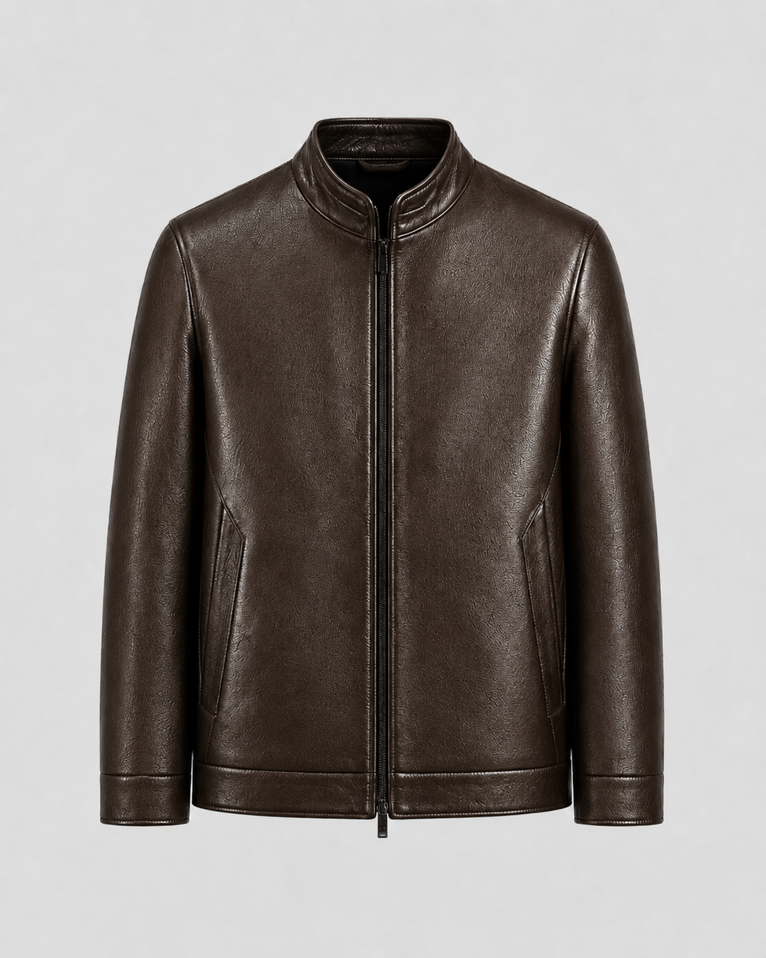 Chaqueta efecto piel hombre cuello alto