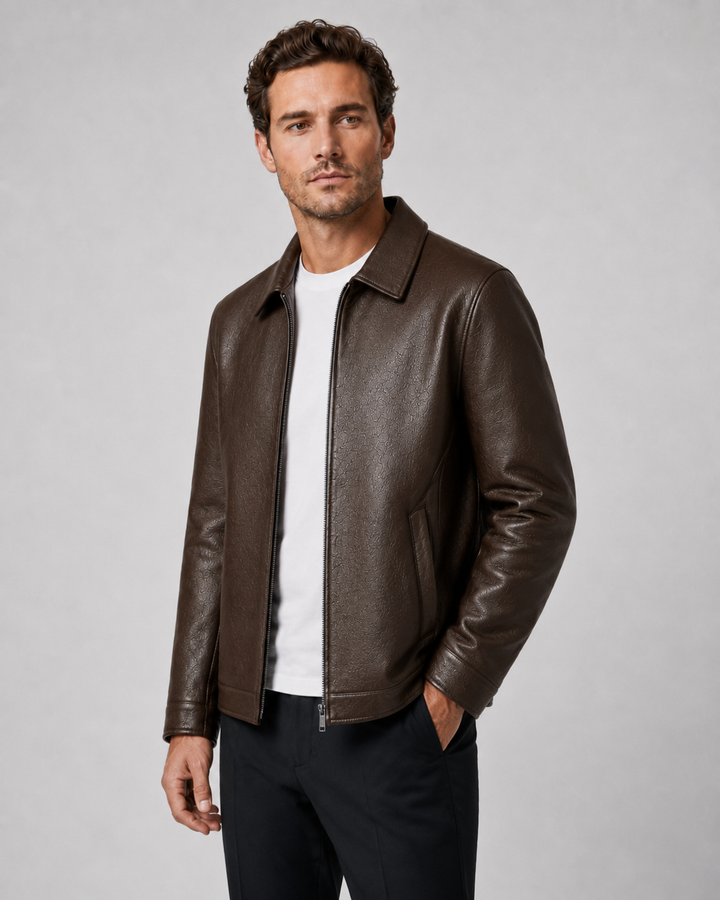 Chaqueta masculina efecto piel PU